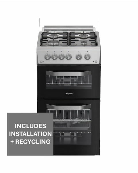 Hotpoint HDG5GCX 50cm Gas Double Cooker - Stainless Steel + installation