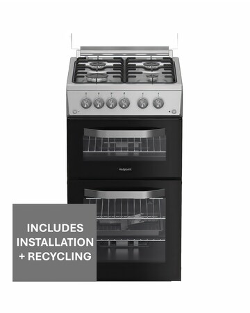 Hotpoint HDG5GCX 50cm Gas Double Cooker - Stainless Steel + installation