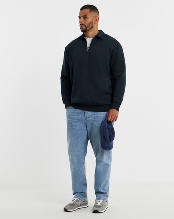 Jack & Jones Bradley Zip Sweat Polo - Navy