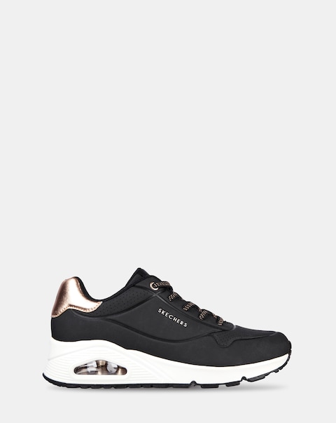 Skechers White Uno Shimmer Away Trainers - Wide Fit (E)
