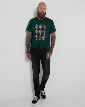 Joe Browns Dapper Skull T-Shirt - Dark Green