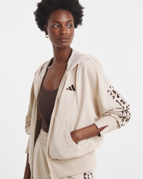 adidas Animal Print 3-Stripes Full-Zip Hooded Track Top