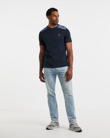 Lyle & Scott Short Sleeve Check Panelled T-Shirt - Navy