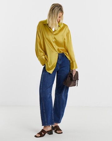 Chartreuse Satin Long Sleeve Shirt