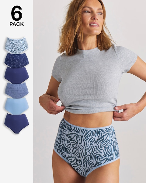 Pretty Secrets (6 Pack) Cotton Full Fit Brief Knickers