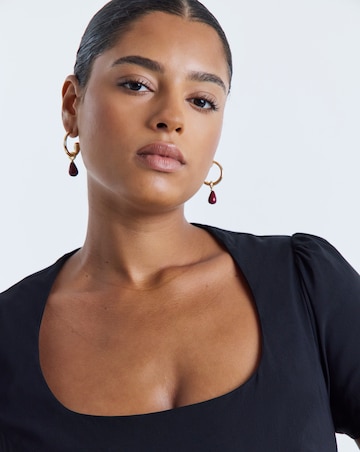 Simply Be Black Bengaline Waist Detail Midi Dress
