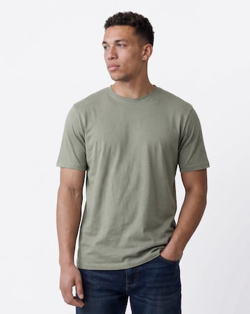 Pure Cotton Crew Neck T-Shirt Long Length-Olive