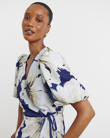 Joanna Hope Wrap Dress With Puff Sleeves