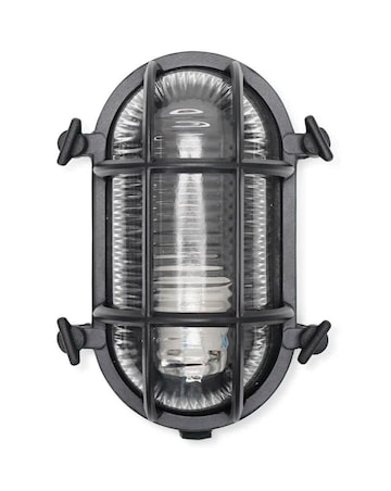 ValueLights Bow Black Bulkhead IP64 Outdoor Wall Light with Filament Bulb