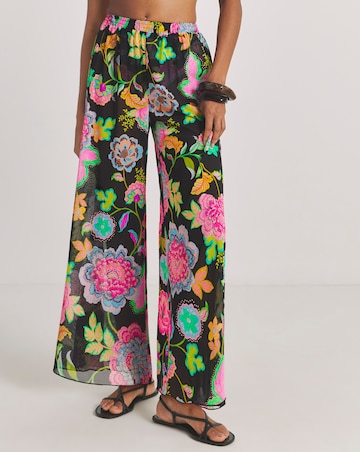 Figleaves Floral Print Mesh Beach Trousers