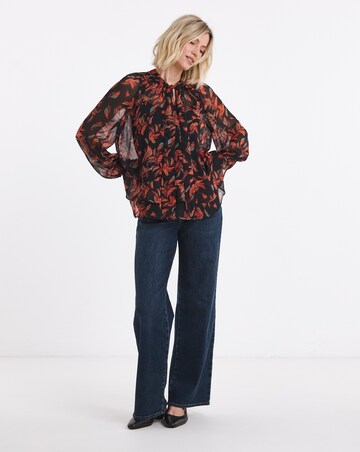 Paisley Print Tie Neck Georgette Blouse