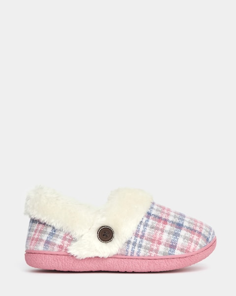 Cushion Walk Checkered Cosy Full Slippers - Wide Fit (E)