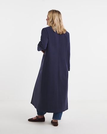 Navy Collarless Longline Coat