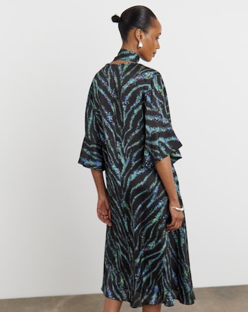 Joanna Hope Tie Neck Swing Midi Dress