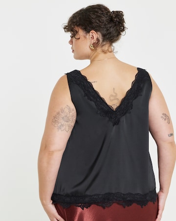 Simply Be Black Lace Trim Cami