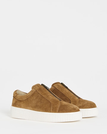 Meridian Zip Up Leather Trainer - Extra Wide Fit (EEE)