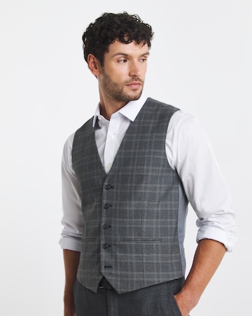 Charcoal Check Regular Fit Waistcoat