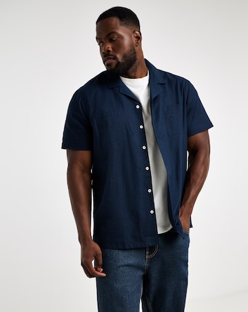 Short Sleeve Revere Collar Linen Shirt
