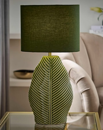 ValueLights Paloma Leaf Embossed Ceramic Table Lamp