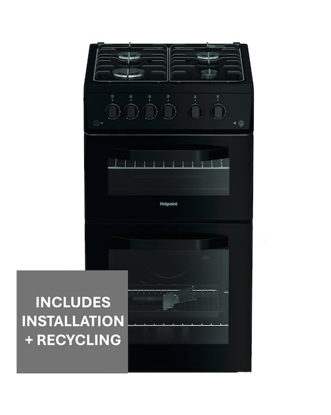 Hotpoint HTG5GCB 50cm Gas Twin Cooker - Black + installation