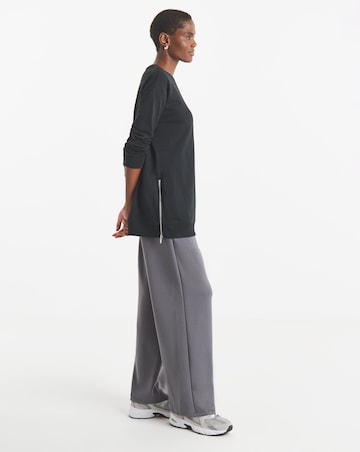 Black Side Zip Longline Sweatshirt