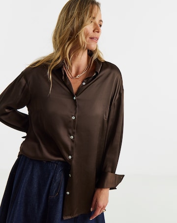 Chocolate Satin Long Sleeve Shirt