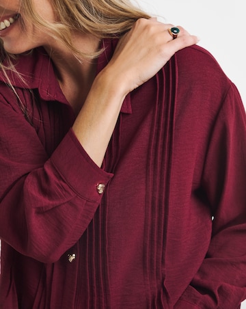Heart Button Pintuck Shirt