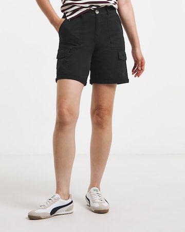 Black Stretch Cotton Cargo Shorts