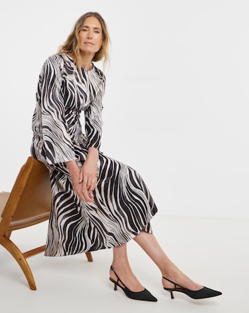 Zebra Print Satin Midi Tea Dress