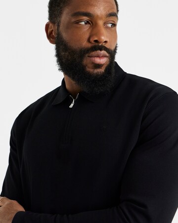 Jack & Jones Premium Ethan Long Sleeve Zip Polo - Black