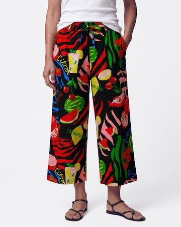 Linen Mix Wide Leg Trousers