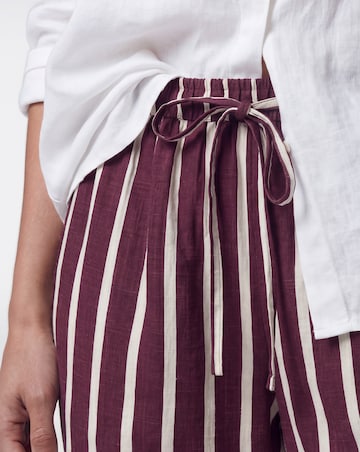 Plum Stripe Linen Mix Barrel Leg Trouser