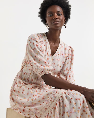 Crinkle Tea Dress With Crochet Trim