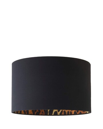 ValueLights Oasis Large Black Drum Shade with Leopard Inner 30cm