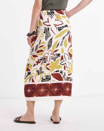 Graphic Print Midi Wrap Skirt