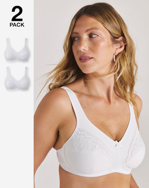Pretty Secrets (2 Pack) Sally Minimiser Non Wired Bras (C-L) White/White