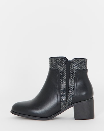 Cushion Walk Elasticated Contrast Snake Heeled Ankle Boots - Wide Fit (E)