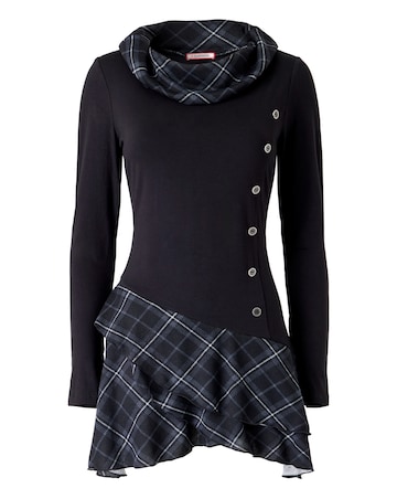 Joe Browns Checked Cowl Neck Tunic Top With Button Detailing