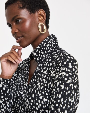 Mono Print Collar Detail Longline Top