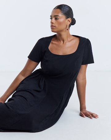 Simply Be Black Bengaline Waist Detail Midi Dress