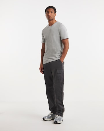 Pure Cotton V-Neck T-Shirt Long- Grey Marl