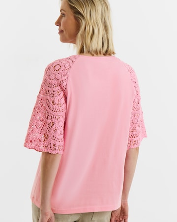 Pink Crochet Sleeve Top