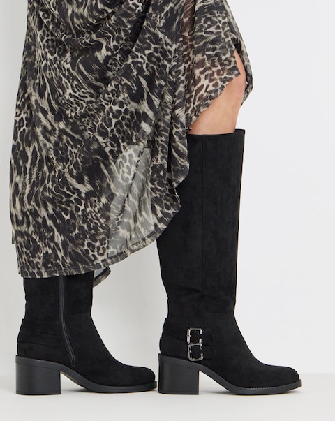 Pepper Block Heel Knee High Boots - Extra Wide Fit (EEE) & Super Curvy Calf