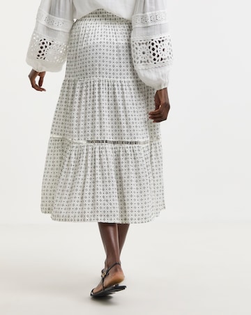 Natural Print Crinkle Midi Skirt