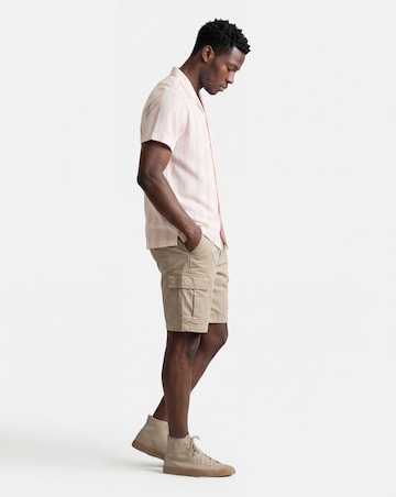 Revere Collar Linen Blend Stripe Shirt