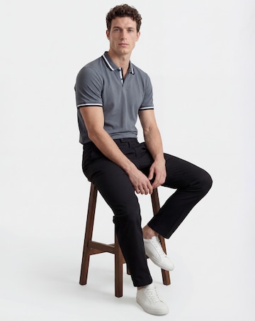 Tipped Pique Polo Long- Dark Grey