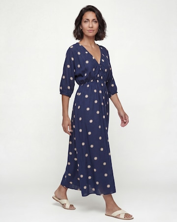 Gathered Front V Neck Kimono Dress