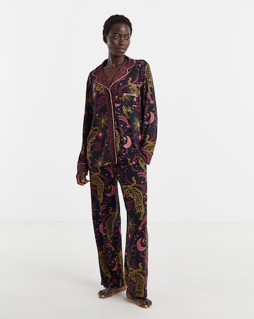 Figleaves Celestial Leopard Contrast Pyjama Set