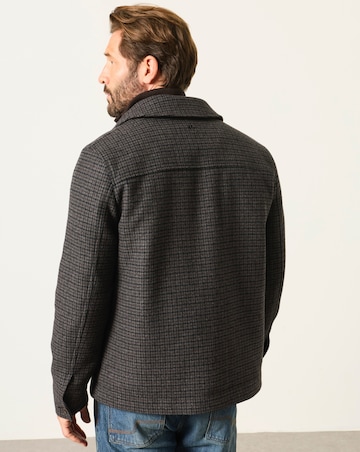 FatFace Check Wool Mix Barn Jacket (Regular & Tall) - Charcoal