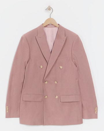 Linen Blend Double Breasted Suit Jacket